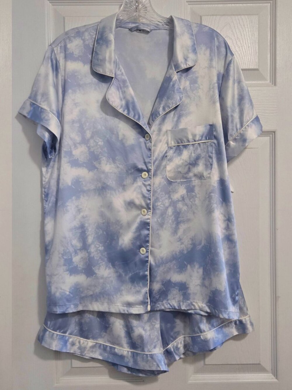 Silky Satin Cloud Dye Lounge Pajama Set Cozy Sleepwear